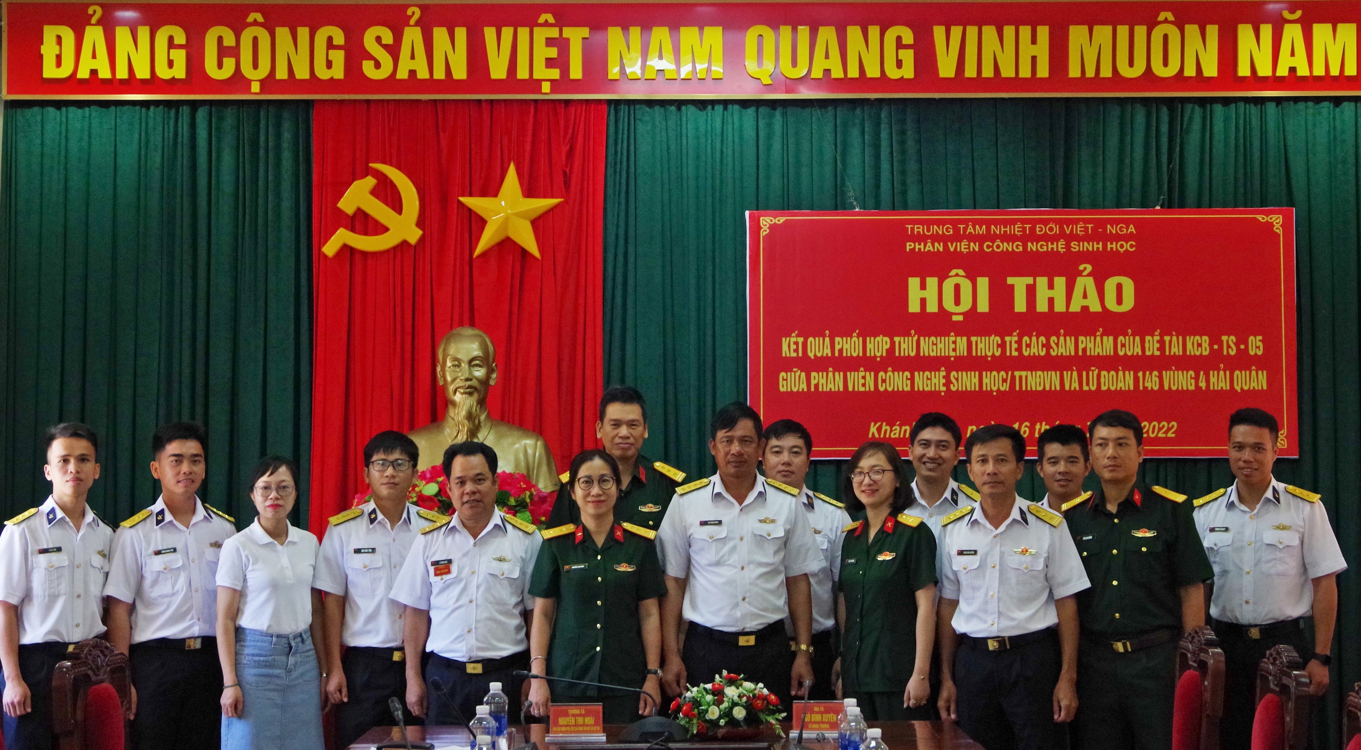 Hội thảo kết quả phối hợp thử nghiệm các sản phẩm của đề tài KCB-TS-05 giữa Phân viện công nghệ sinh học/TTNĐVN và Lữ đoàn 146/Vùng 4 Hải quân 