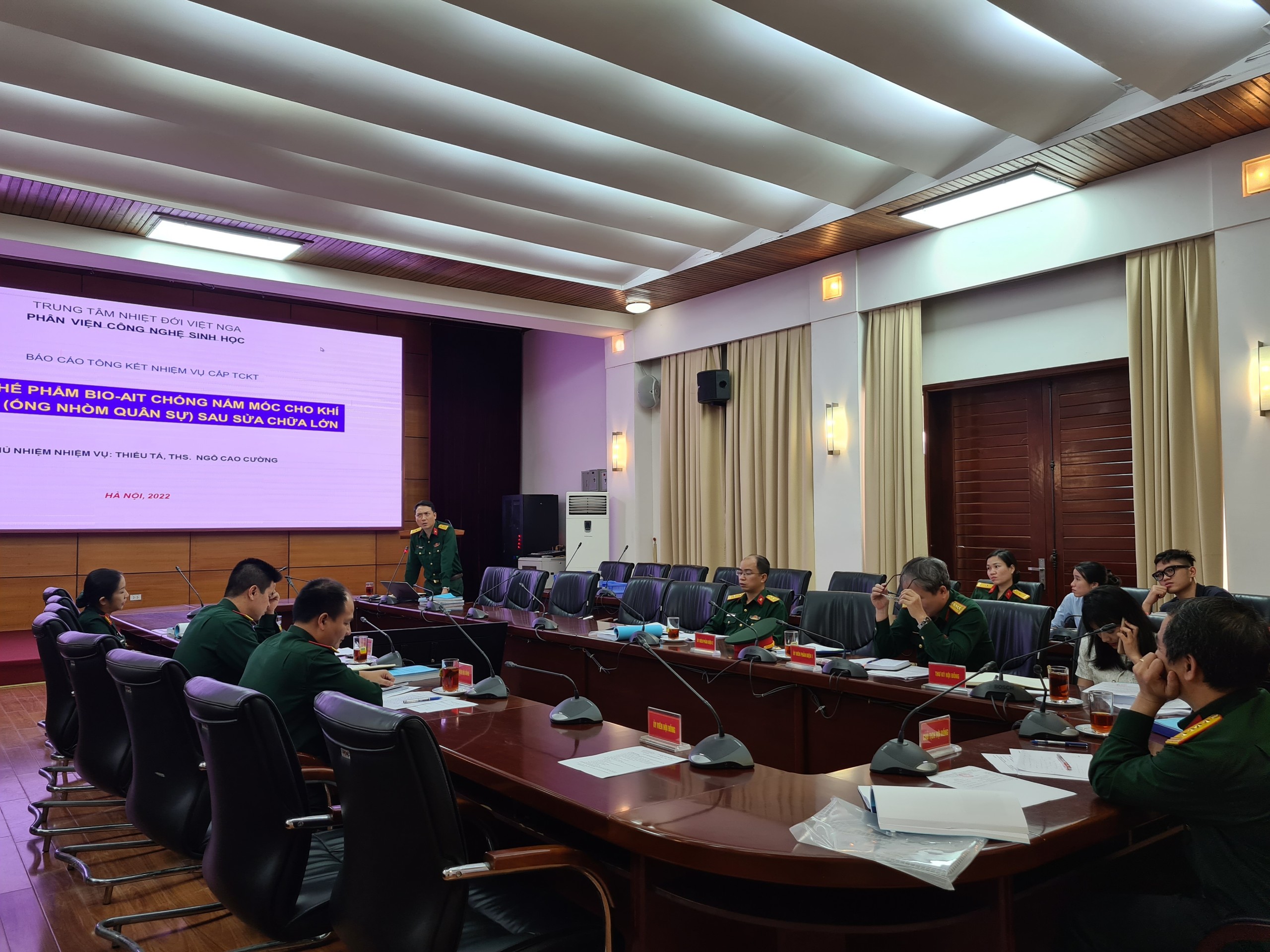 Nghiệm thu nhiệm vụ khoa học và công nghệ cấp Tổng cục Kỹ thuật về áp dụng chế phẩm Bio-AIT chống nấm mốc cho khí tài quang 